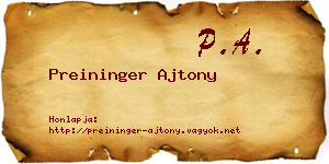 Preininger Ajtony névjegykártya